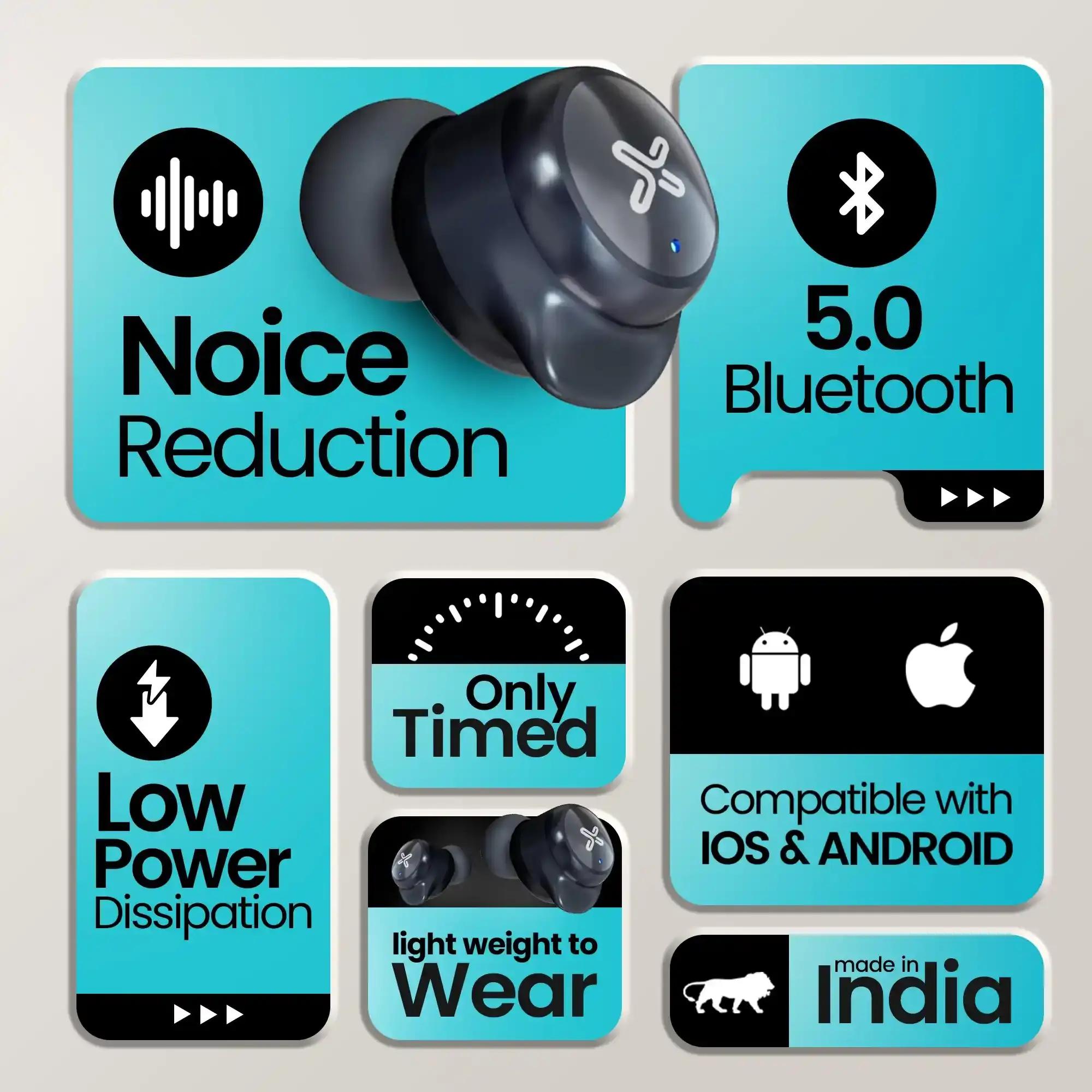 Planx AIRDEW 101 TWS Earbuds, 42H Playback, ENC, BT 5.0 (Black)